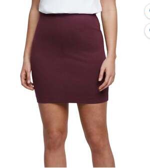 American Apparel Interlock Pencil Mini Skirt in Burgundy